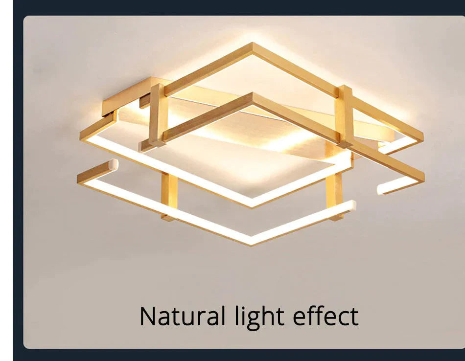 Ceiling Lights Gold Body Round/Square For Bedroom Living Room Remote Control Led Lamps