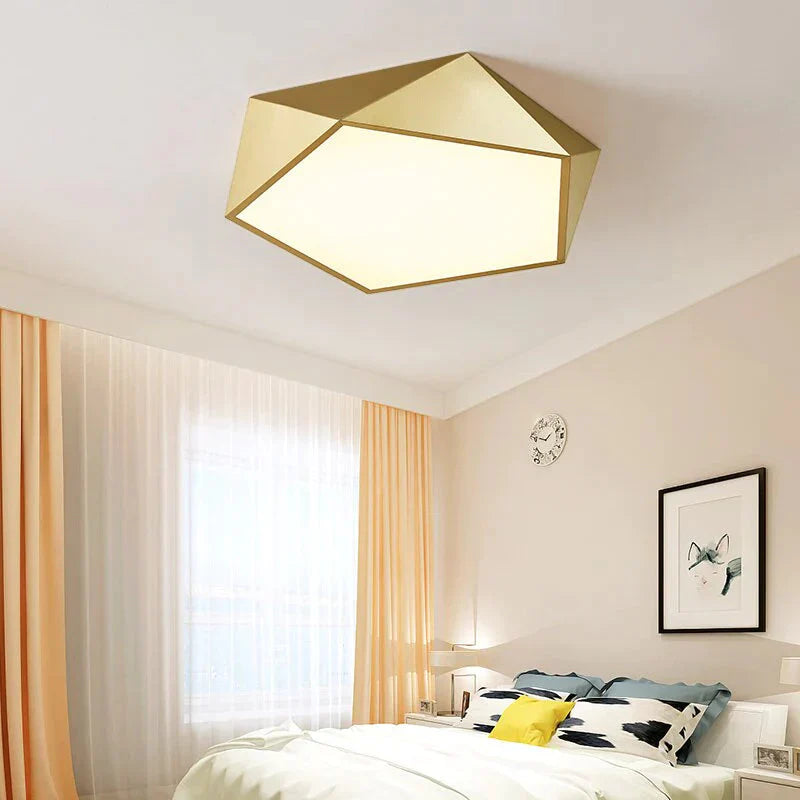 Modern Light Fixtures Ceiling Of Equilateral Indoor Lighting Gold Lampshade For Living Room Bedroom