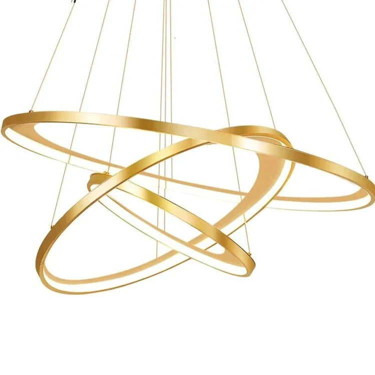 Golden Living Room Chandelier Post Modern Minimalist Atmosphere Light Luxury Nordic Art Ring