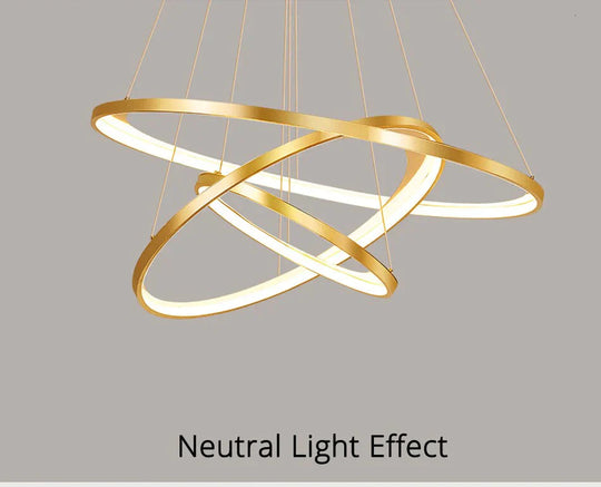 Golden Living Room Chandelier Post Modern Minimalist Atmosphere Light Luxury Nordic Art Ring