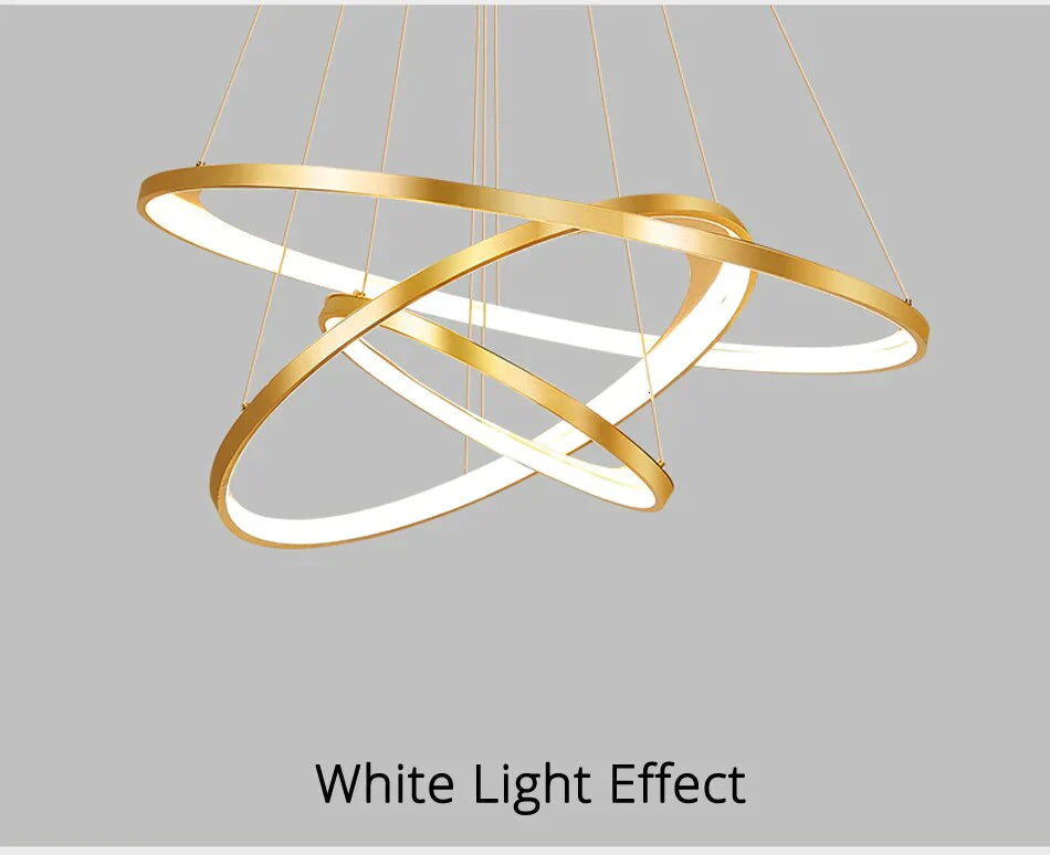 Golden Living Room Chandelier Post Modern Minimalist Atmosphere Light Luxury Nordic Art Ring