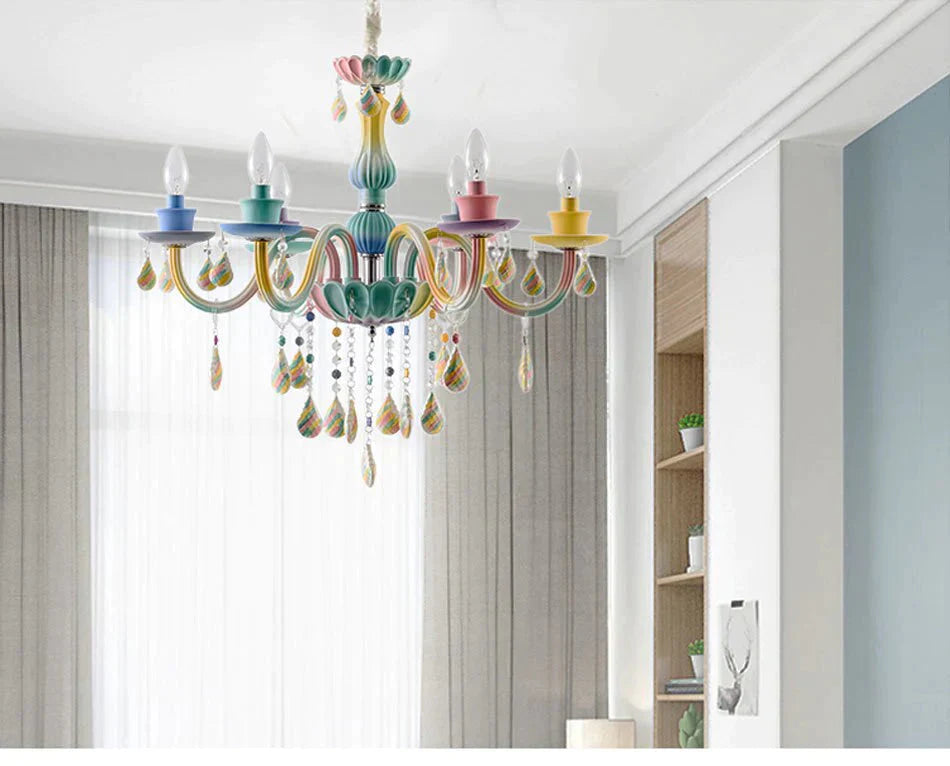 Macaron Chandelier Crystal Lamp Living Room Bedroom Dining Children’s Girl Princess Decoration