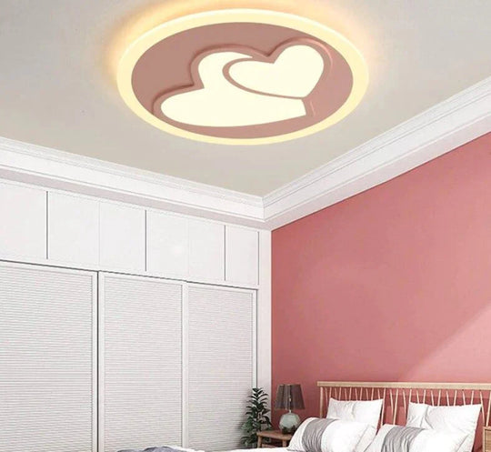 Acrylic Modern Led Ceiling Lights Pink Heart Shape For Living Room Bedroom Dining Home Lamp Lighting