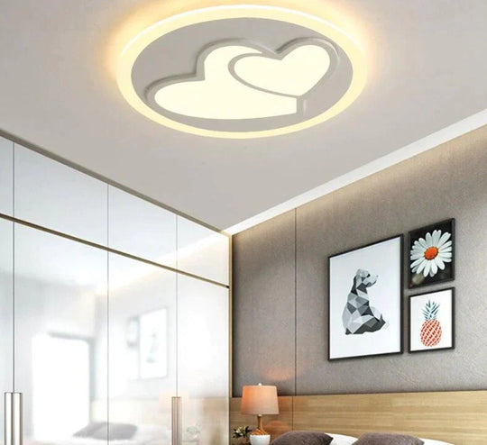 Acrylic Modern Led Ceiling Lights Pink Heart Shape For Living Room Bedroom Dining Home Lamp Lighting