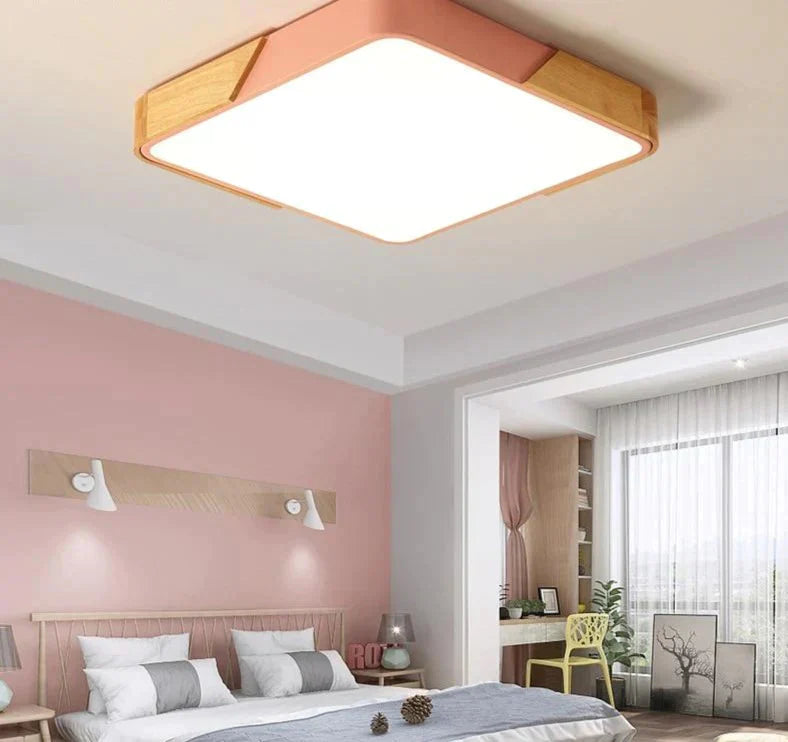 Modern Wooden Led Ceiling Lights For Living Room Bedroom Kitchen Luminaria Ultra - Thin 5Cm Hall