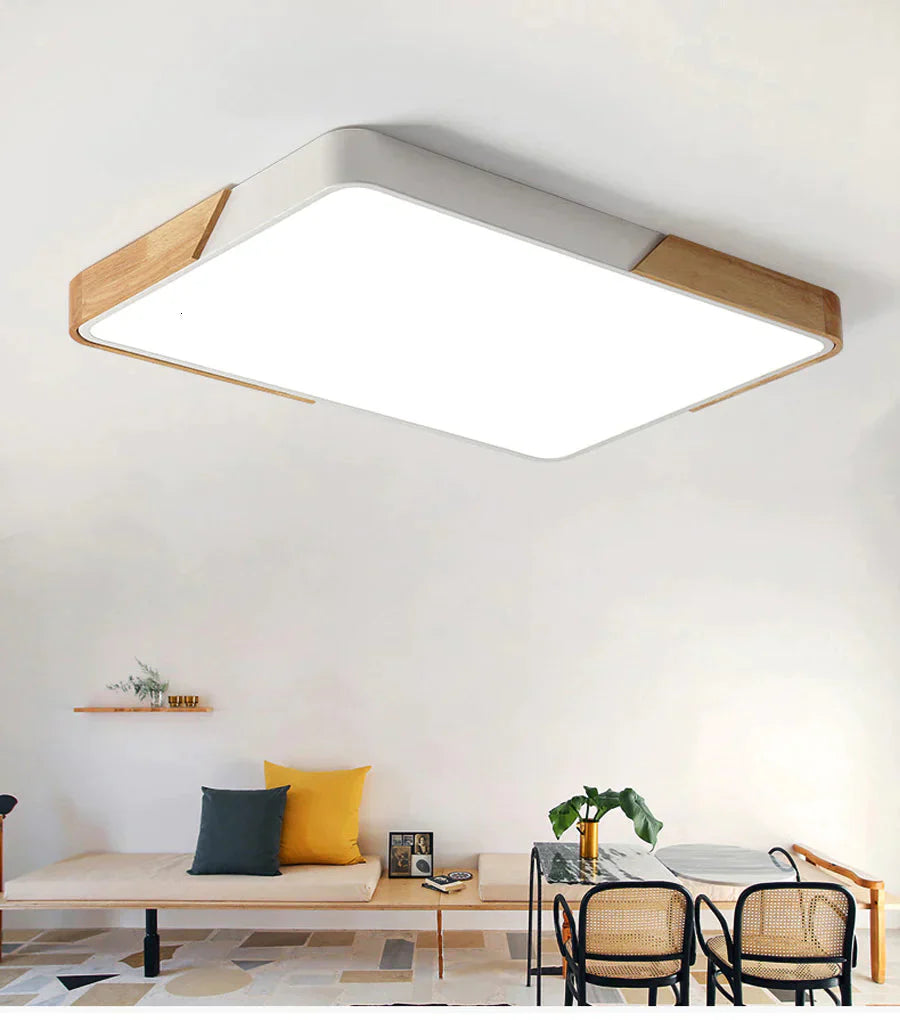 Modern Wooden Led Ceiling Lights For Living Room Bedroom Kitchen Luminaria Ultra - Thin 5Cm Hall