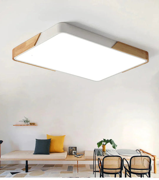 Modern Wooden Led Ceiling Lights For Living Room Bedroom Kitchen Luminaria Ultra - Thin 5Cm Hall