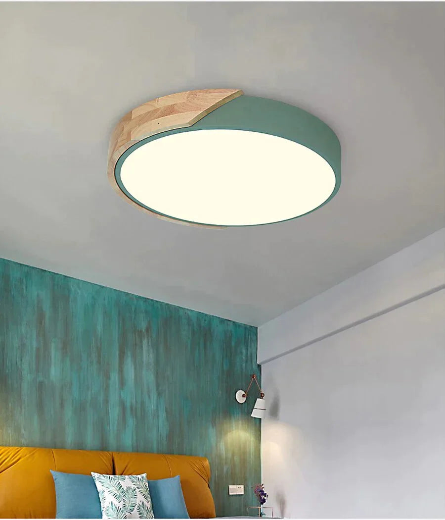 Modern Wooden Led Ceiling Lights For Living Room Bedroom Kitchen Luminaria Ultra - Thin 5Cm Hall