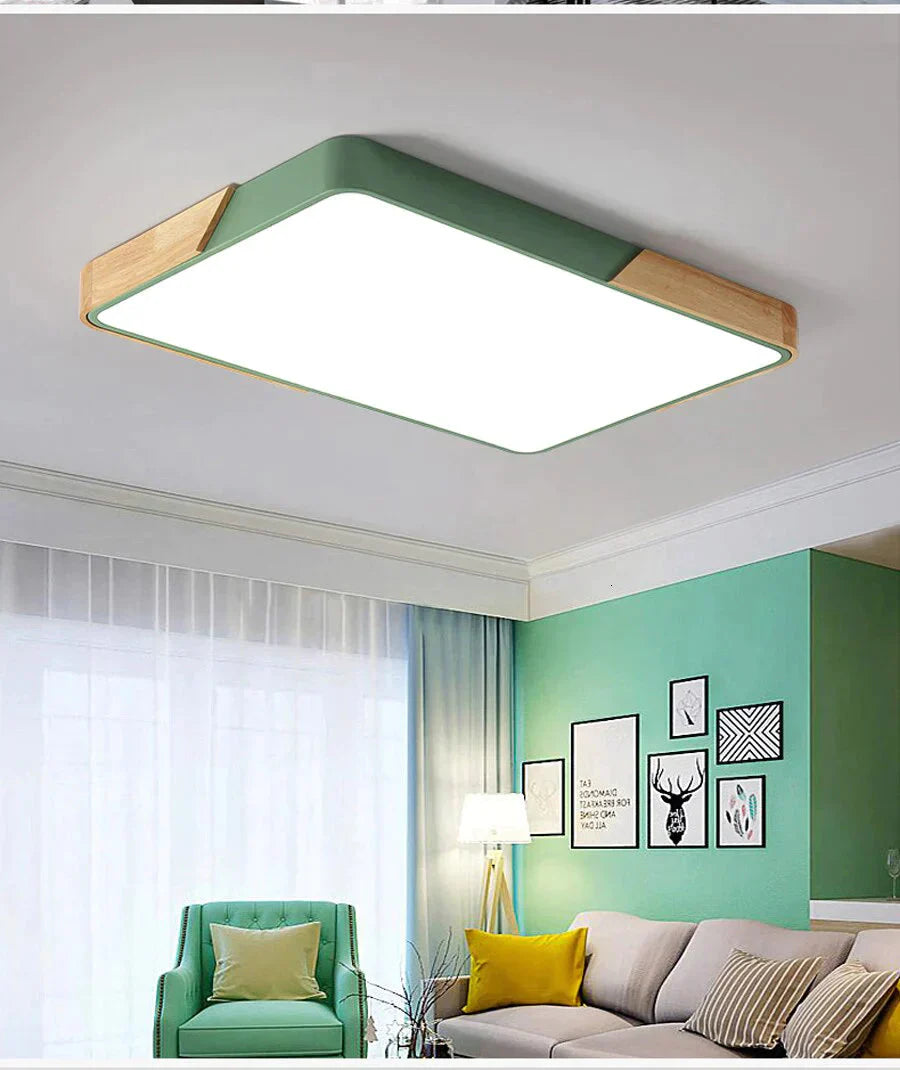 Modern Wooden Led Ceiling Lights For Living Room Bedroom Kitchen Luminaria Ultra - Thin 5Cm Hall