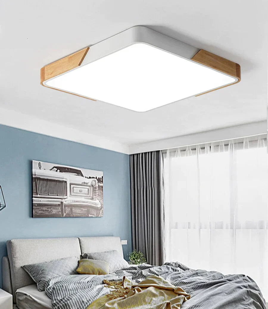 Modern Wooden Led Ceiling Lights For Living Room Bedroom Kitchen Luminaria Ultra - Thin 5Cm Hall