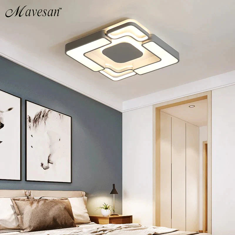 Led Ceiling Lights White/Grey Body Modern Living Room For Bedroom Support Remote Control Led Lamps