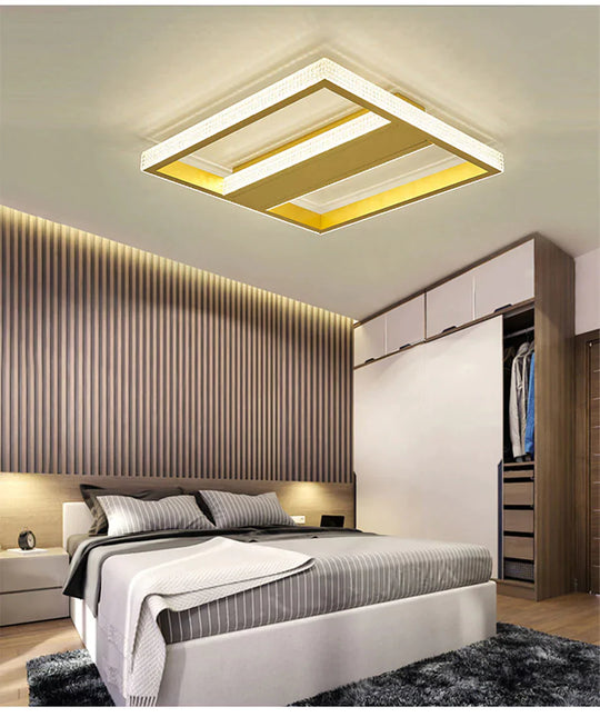 Modern Round/Square Acrylic Led Ceiling Lamps Living Room Bedroom Dimmable Remote Control Light