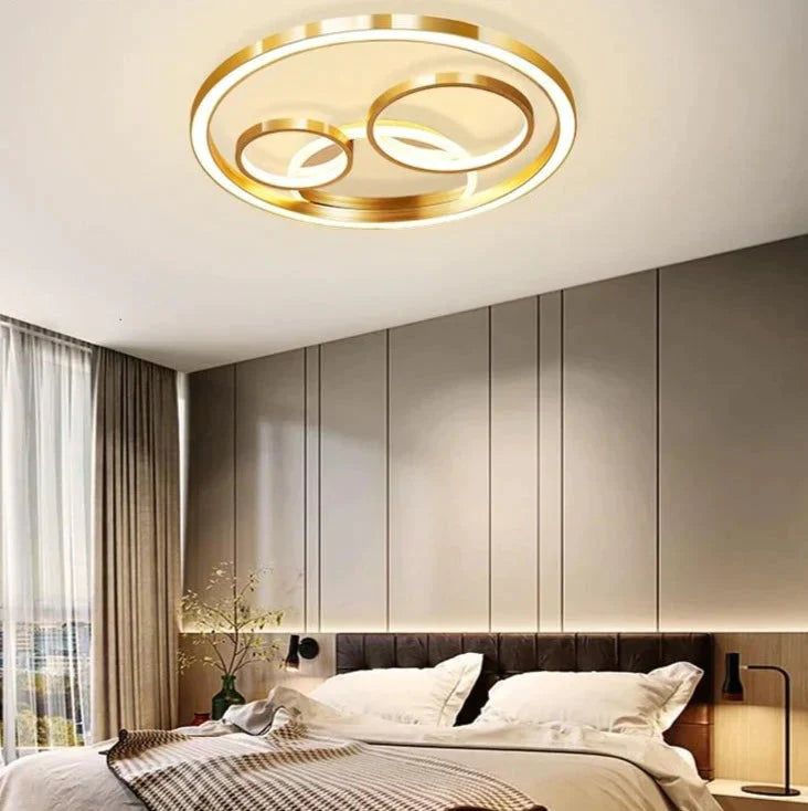 Light Luxury Round Bedroom Lamp Room Warm Romantic Modern Minimalist Bright Super Gold Aluminum Led