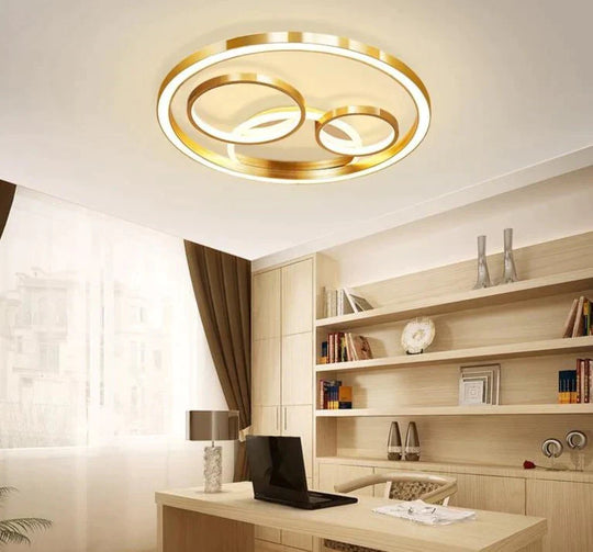 Light Luxury Round Bedroom Lamp Room Warm Romantic Modern Minimalist Bright Super Gold Aluminum Led