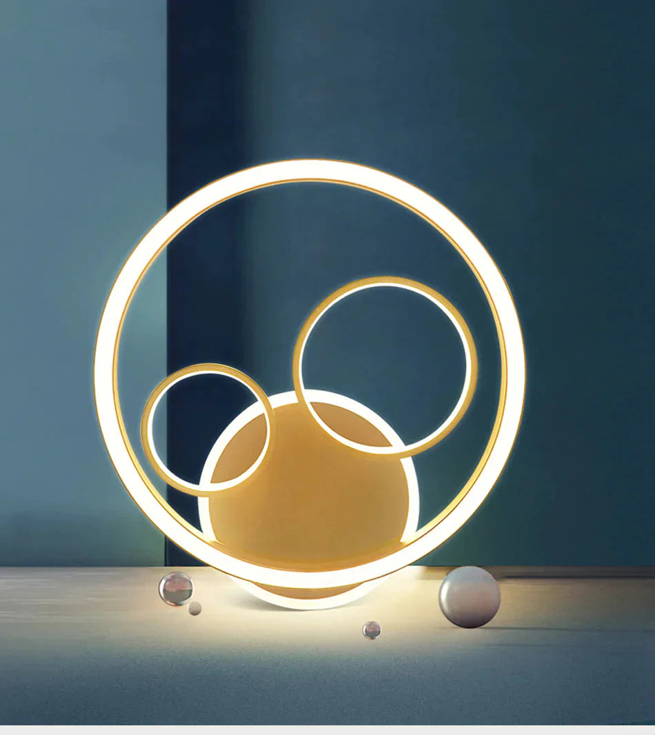 Light Luxury Round Bedroom Lamp Room Warm Romantic Modern Minimalist Bright Super Gold Aluminum Led