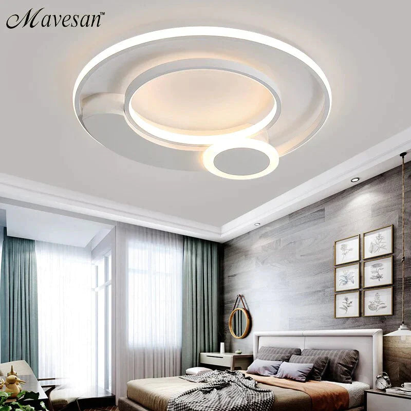 New Modern Led Ceiling Lights For Living Room Bedroom White With Black Surface Mounted Lighting