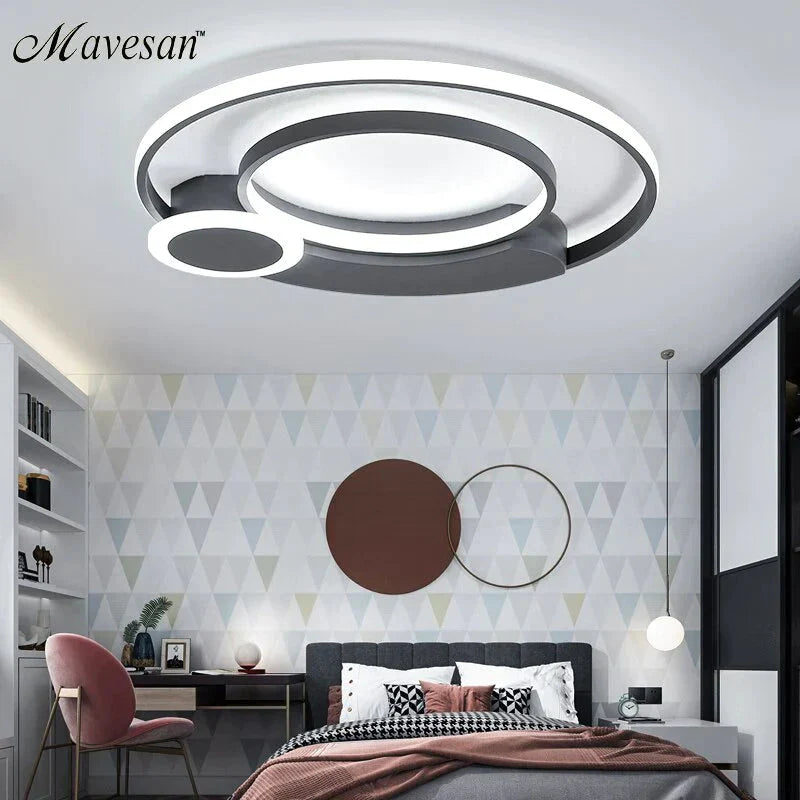 New Modern Led Ceiling Lights For Living Room Bedroom White With Black Surface Mounted Lighting