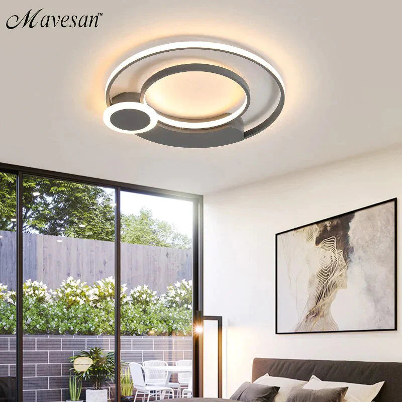 New Modern Led Ceiling Lights For Living Room Bedroom White With Black Surface Mounted Lighting