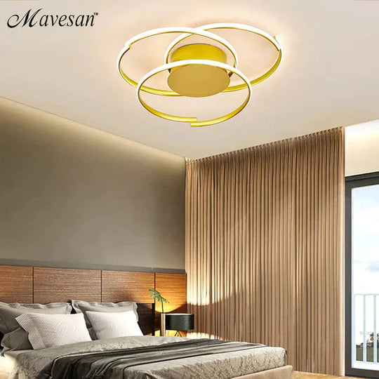 Gold Color Round Led Ceiling Light For Study Room Bedroom Luminarias Para Teto Lamp Indoor Home