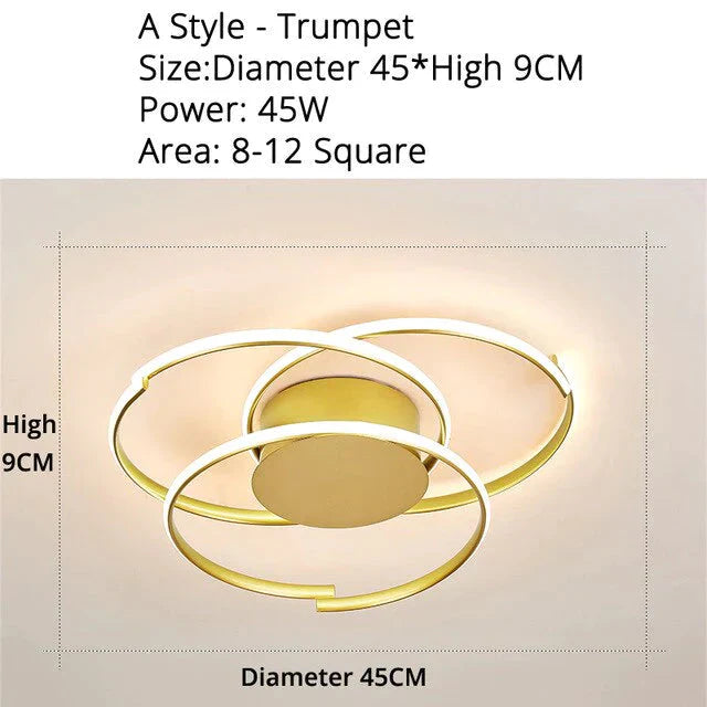 Gold Color Round Led Ceiling Light For Study Room Bedroom Luminarias Para Teto Lamp Indoor Home