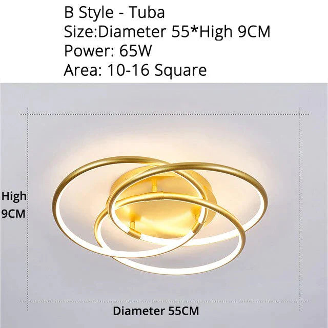 Gold Color Round Led Ceiling Light For Study Room Bedroom Luminarias Para Teto Lamp Indoor Home