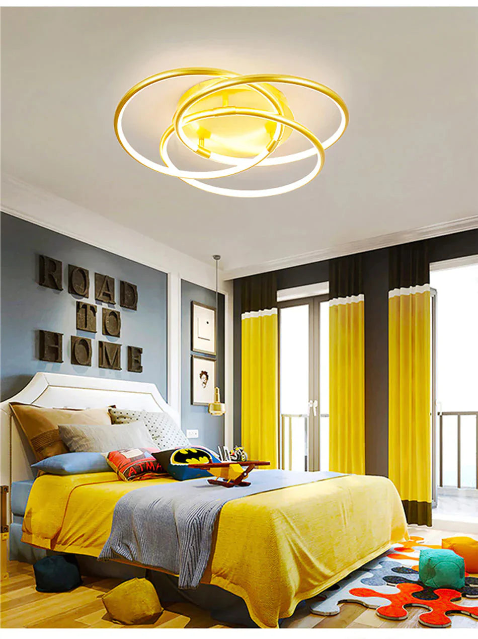 Gold Color Round Led Ceiling Light For Study Room Bedroom Luminarias Para Teto Lamp Indoor Home