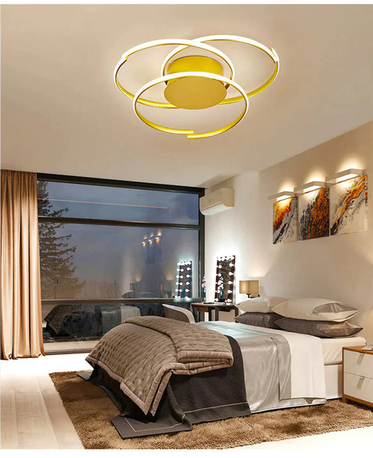 Gold Color Round Led Ceiling Light For Study Room Bedroom Luminarias Para Teto Lamp Indoor Home