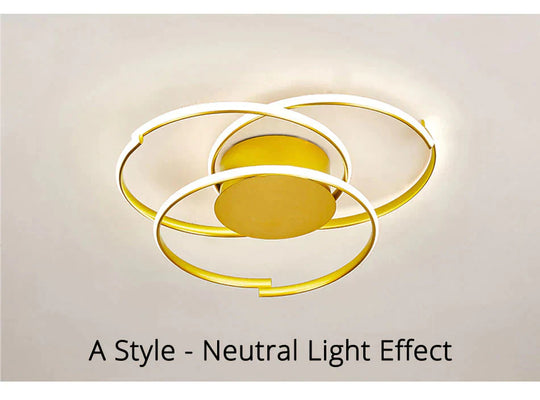 Gold Color Round Led Ceiling Light For Study Room Bedroom Luminarias Para Teto Lamp Indoor Home