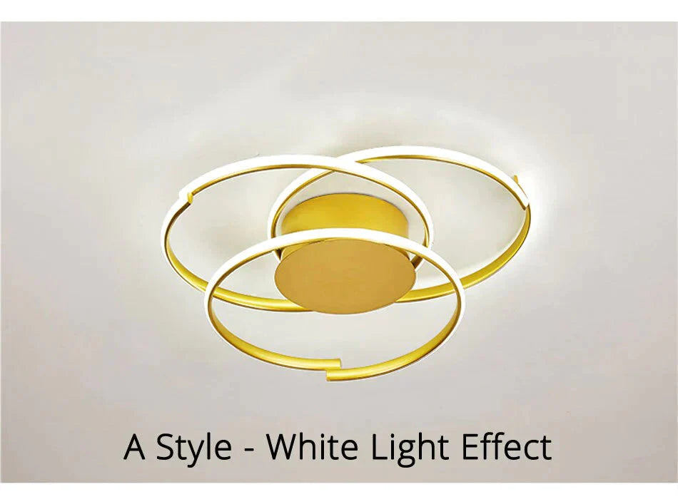 Gold Color Round Led Ceiling Light For Study Room Bedroom Luminarias Para Teto Lamp Indoor Home