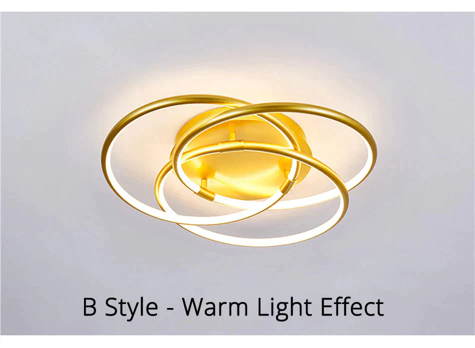 Gold Color Round Led Ceiling Light For Study Room Bedroom Luminarias Para Teto Lamp Indoor Home