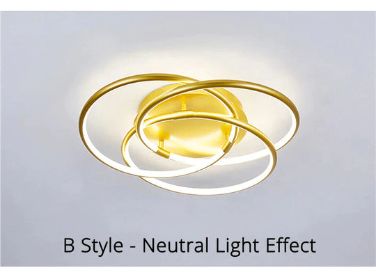 Gold Color Round Led Ceiling Light For Study Room Bedroom Luminarias Para Teto Lamp Indoor Home