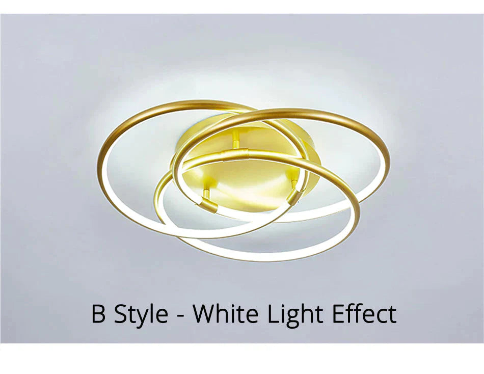Gold Color Round Led Ceiling Light For Study Room Bedroom Luminarias Para Teto Lamp Indoor Home