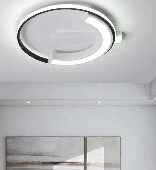 Remote Control Living Room Bedroom Ceiling Lights White And Black Iron Body Surface Mounted Led