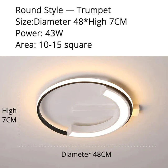 Remote Control Living Room Bedroom Ceiling Lights White And Black Iron Body Surface Mounted Led