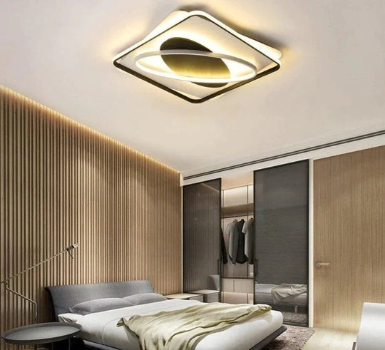 Modern Acrylic Ceiling Lights For Bedroom Support Remote Control Led Surface Mount Lamps Black And