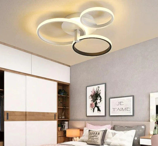 Grey Color Round Led Pendant Lights For Bedroom Home Modern Lamp Fixtures Lustre Plafonnier