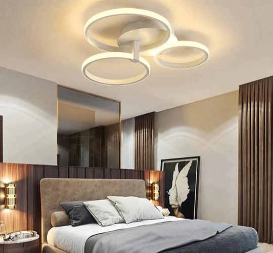 Grey Color Round Led Pendant Lights For Bedroom Home Modern Lamp Fixtures Lustre Plafonnier