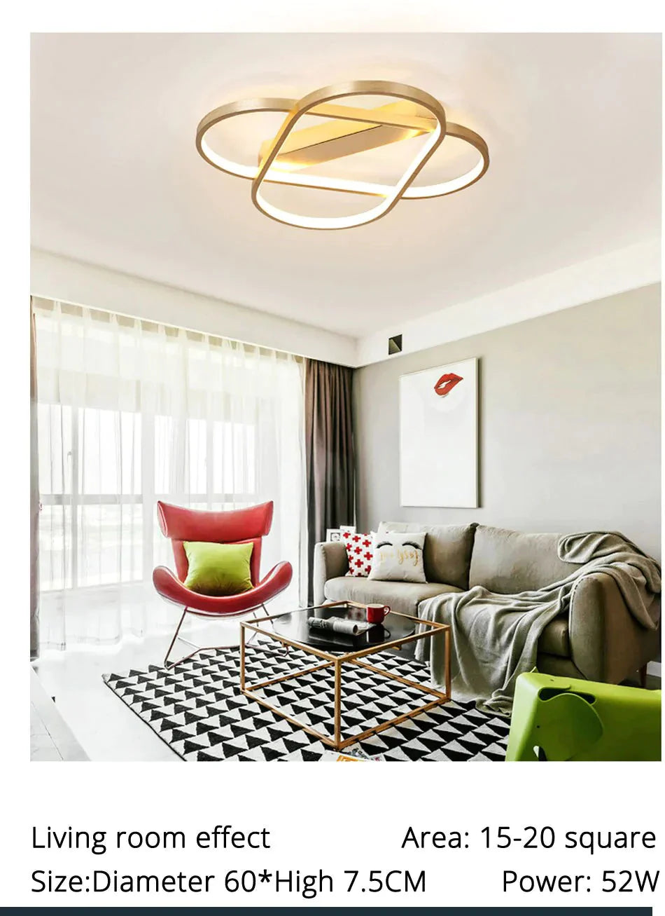 New Gold Body Ceiling Lights For Living Room Bedroom Led Lustres Large Lighting Fixtures Led Lamp