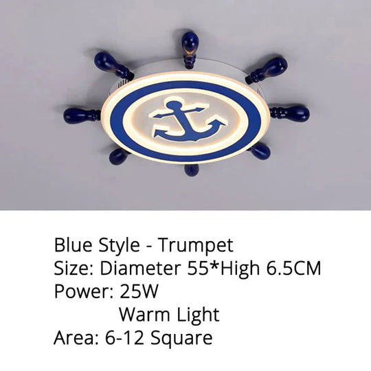 Led Ceiling Light For Study Room Bedroom Blue Color / S 55X65Cm 25W Brightness Dimmable Kids