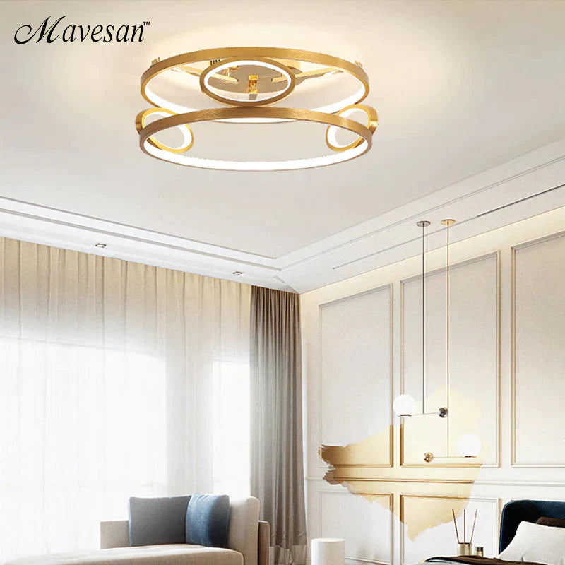 Led Ceiling Lights Gold Body Round/Square For Bedroom Support Remote Control Led Lamps