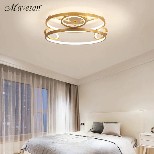 Led Ceiling Lights Gold Body Round/Square For Bedroom Support Remote Control Led Lamps