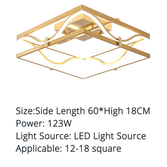 Led Ceiling Lights Gold Body Round/Square For Bedroom Support Remote Control Led Lamps / Square