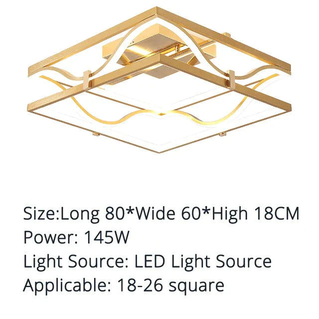 Led Ceiling Lights Gold Body Round/Square For Bedroom Support Remote Control Led Lamps / Square