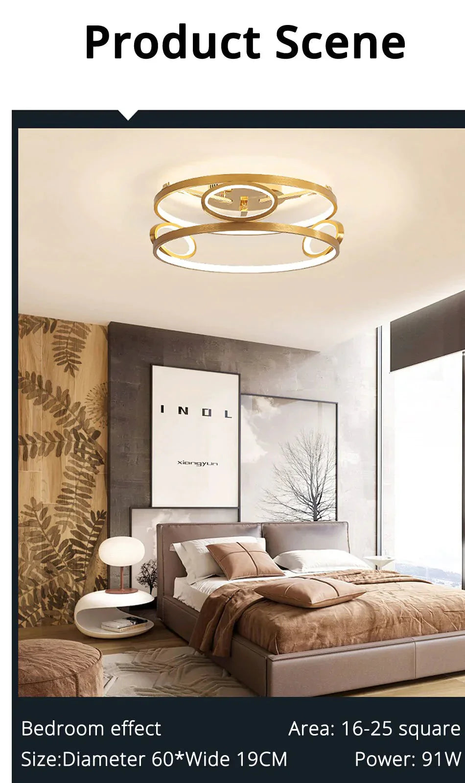 Led Ceiling Lights Gold Body Round/Square For Bedroom Support Remote Control Led Lamps