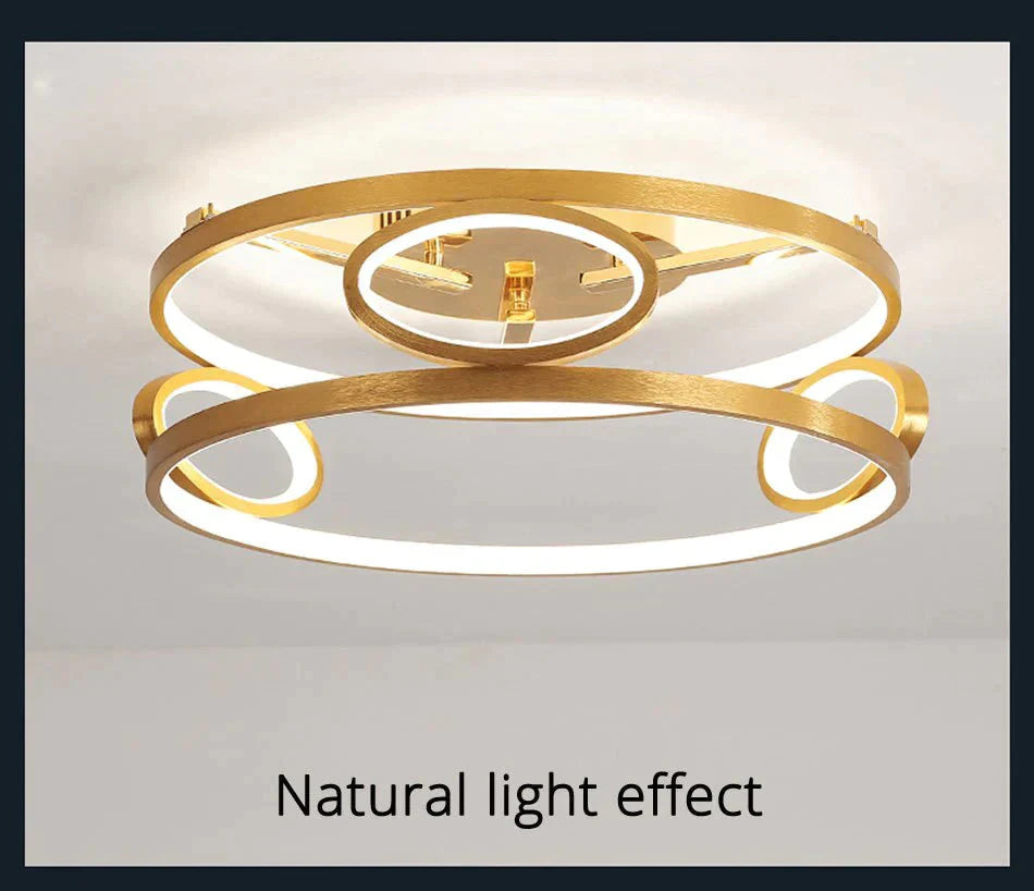 Led Ceiling Lights Gold Body Round/Square For Bedroom Support Remote Control Led Lamps