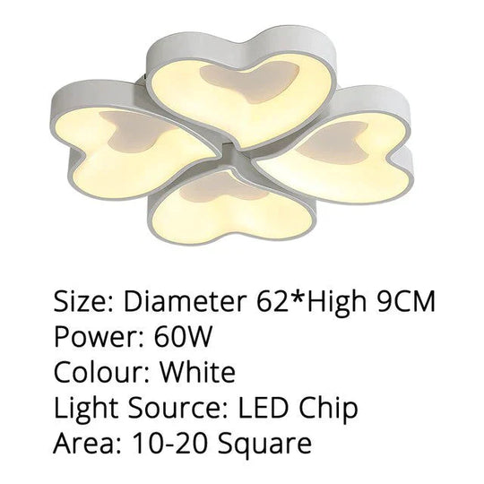 Modern Heart Shape Led Ceiling Lights For Living Room Bedroom Indoor Lighting Lamp Fixture Remote