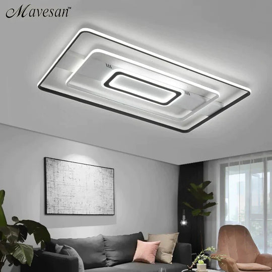 Modern Rectangle/Square/Circle Acrylic Led Ceiling Light White Color Black Remote Control For