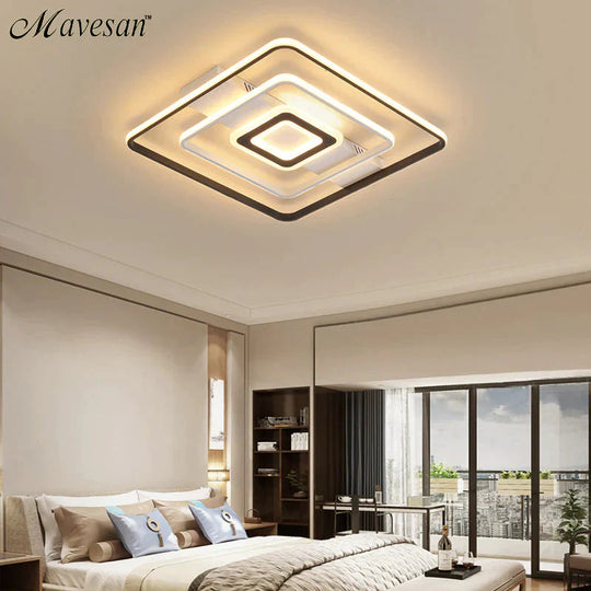 Modern Rectangle/Square/Circle Acrylic Led Ceiling Light White Color Black Remote Control For