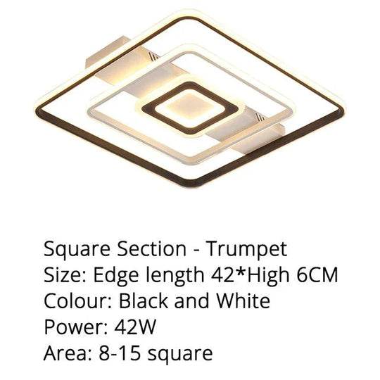 Modern Rectangle/Square/Circle Acrylic Led Ceiling Light White Color Black Remote Control For