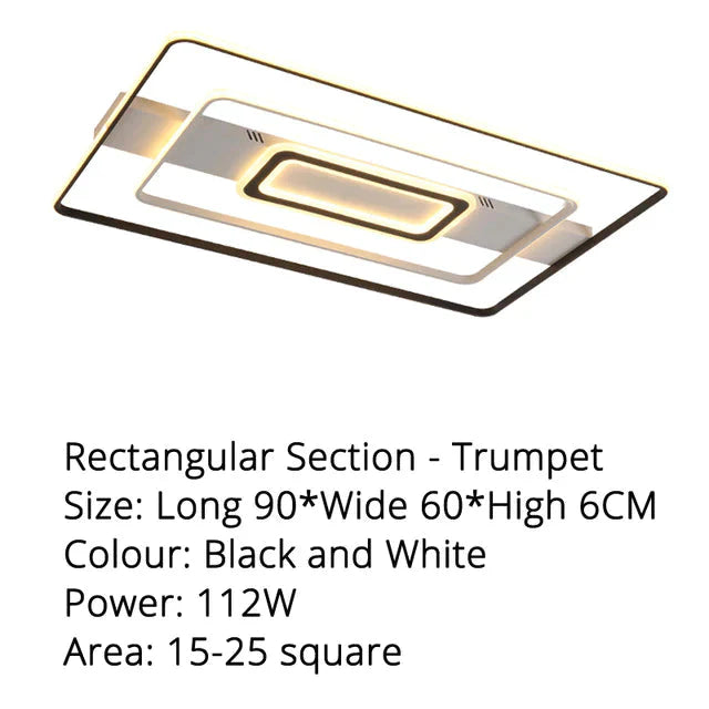 Modern Rectangle/Square/Circle Acrylic Led Ceiling Light White Color Black Remote Control For